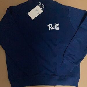 Parke Navy Neck Sweatshirt with Parke 22 Football Graphic size XXL